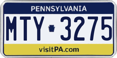 PA license plate MTY3275
