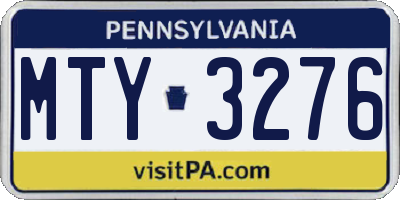 PA license plate MTY3276