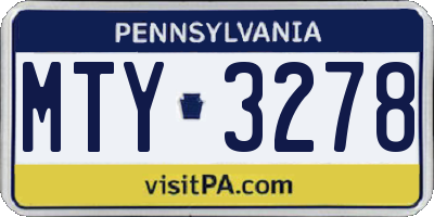 PA license plate MTY3278