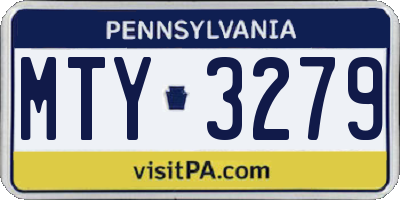 PA license plate MTY3279
