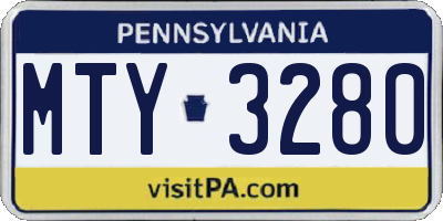 PA license plate MTY3280