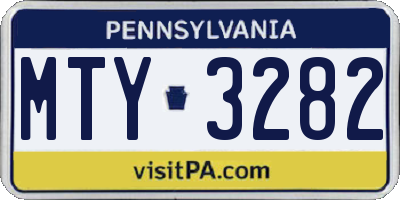 PA license plate MTY3282