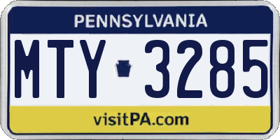PA license plate MTY3285