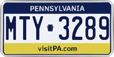 PA license plate MTY3289