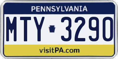 PA license plate MTY3290