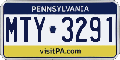 PA license plate MTY3291