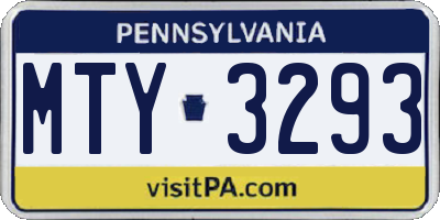 PA license plate MTY3293