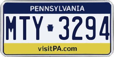 PA license plate MTY3294