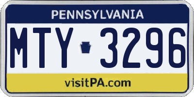 PA license plate MTY3296