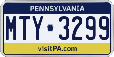 PA license plate MTY3299