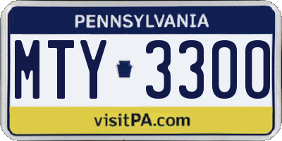 PA license plate MTY3300