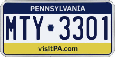 PA license plate MTY3301