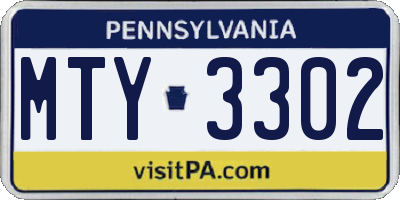 PA license plate MTY3302