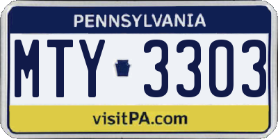 PA license plate MTY3303