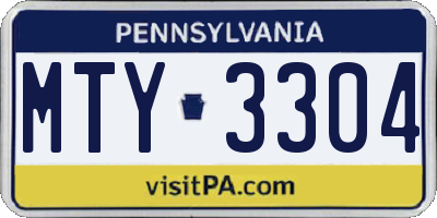 PA license plate MTY3304