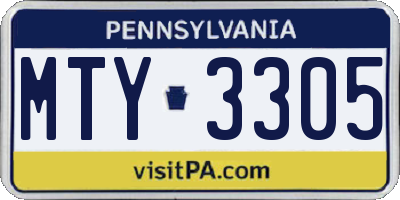 PA license plate MTY3305