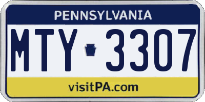 PA license plate MTY3307