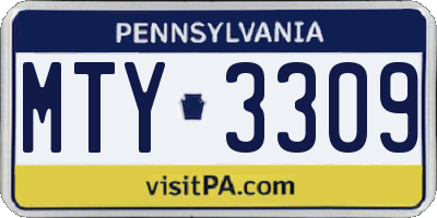 PA license plate MTY3309