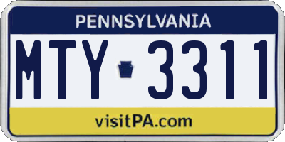 PA license plate MTY3311