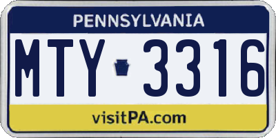 PA license plate MTY3316