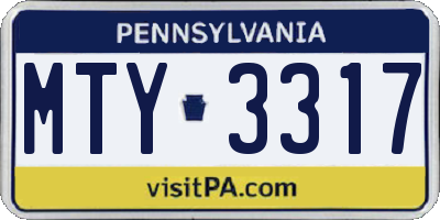 PA license plate MTY3317