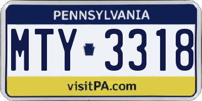 PA license plate MTY3318