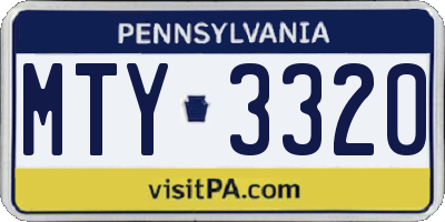 PA license plate MTY3320