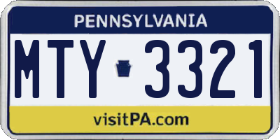 PA license plate MTY3321
