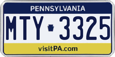 PA license plate MTY3325