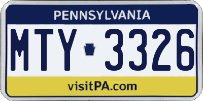 PA license plate MTY3326