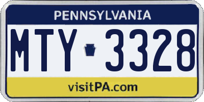 PA license plate MTY3328