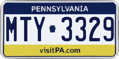 PA license plate MTY3329