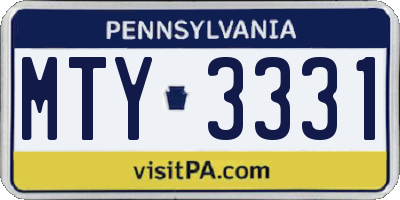 PA license plate MTY3331