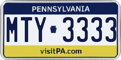 PA license plate MTY3333