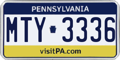 PA license plate MTY3336