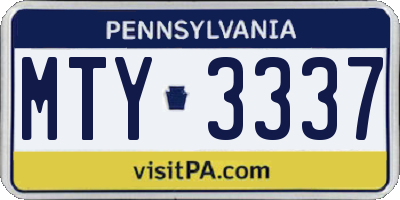 PA license plate MTY3337