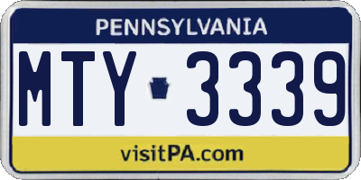 PA license plate MTY3339