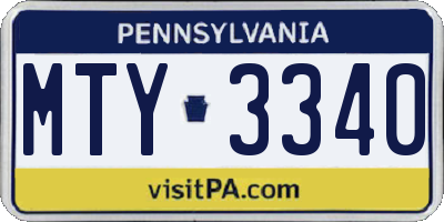 PA license plate MTY3340