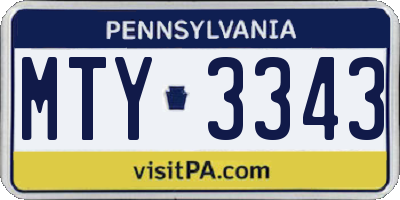 PA license plate MTY3343