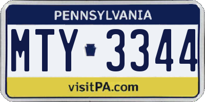 PA license plate MTY3344