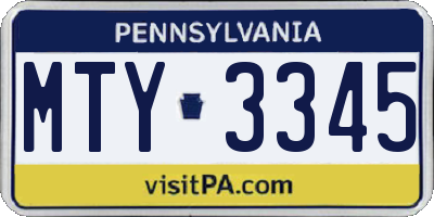 PA license plate MTY3345