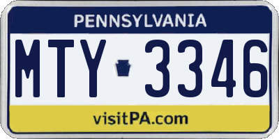 PA license plate MTY3346