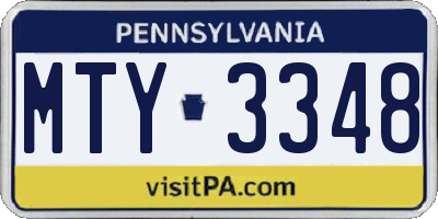 PA license plate MTY3348
