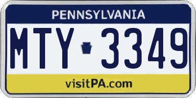 PA license plate MTY3349