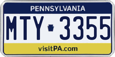 PA license plate MTY3355