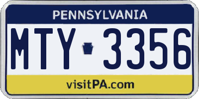 PA license plate MTY3356