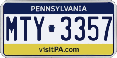 PA license plate MTY3357