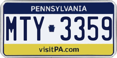 PA license plate MTY3359