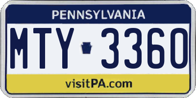 PA license plate MTY3360