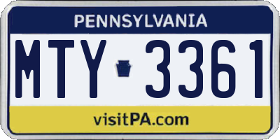 PA license plate MTY3361